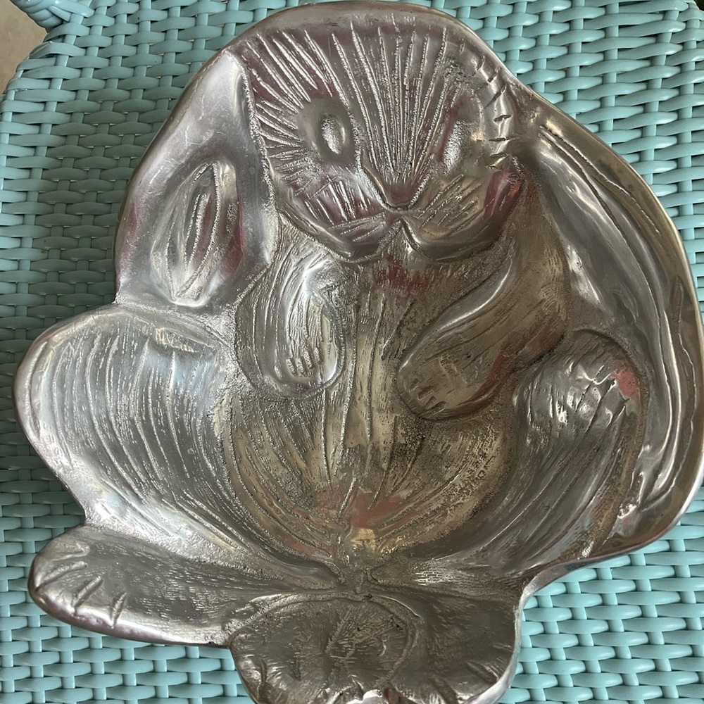 UNIQUE PEWTER BUNNY BOWL